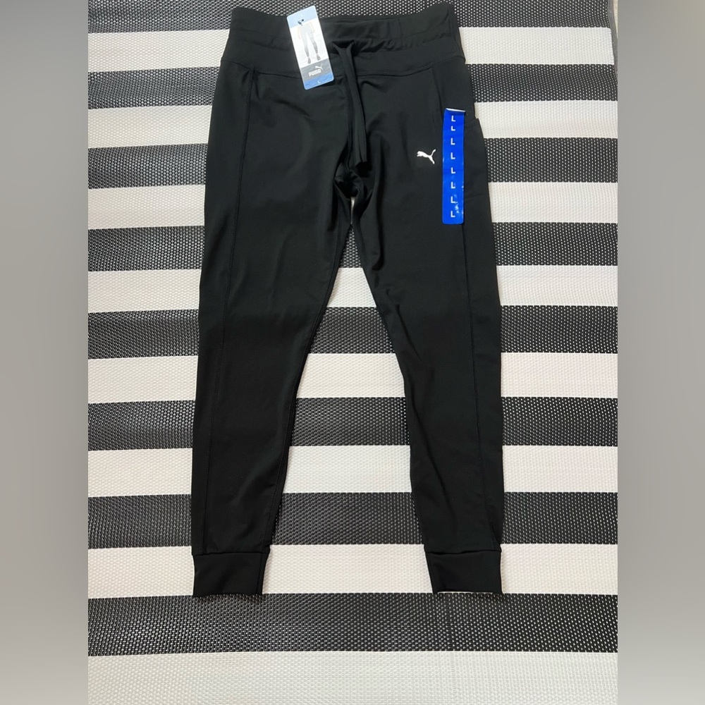 PUMA Womens Midweight Drawstring Jogger Leggings with Side Pocket, Black, SizeL